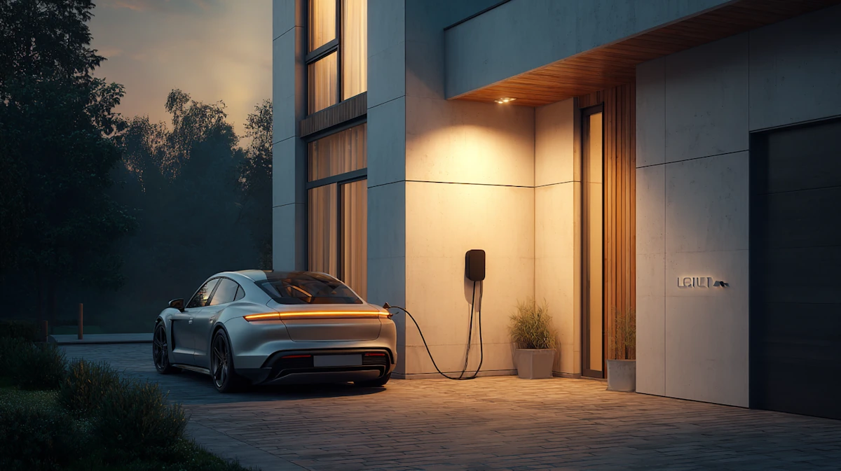 EV charging levels in daily life with an electric car charging at home